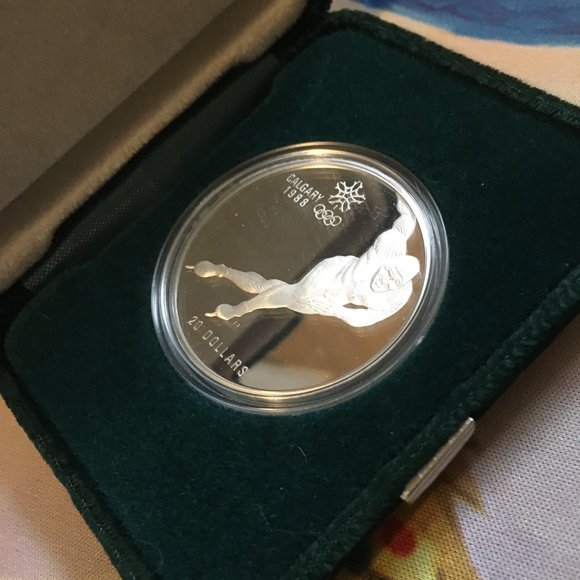 Calgary Winter Olympics 1988 RCM Silver Proof $20 Coin Speed Skating - Picture 2 of 11